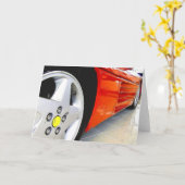 Carte de voeux rouge de voiture de sport (Fleur jaune)