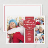 Carte de voeux rouge et blanche élégante de photo (Devant / Derrière)
