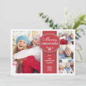 Carte de voeux rouge et blanche élégante de photo (Debout devant)