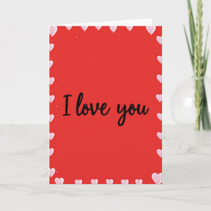 Carte de voeux rouge Je t'aime cœur bordure