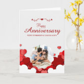 Carte de voeux Rouge Moderne Joyeux Anniversaire P (Fleur jaune)