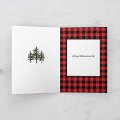 Carte de voeux Rouge Plaid Et Arbres À feuillage p (Intérieur)