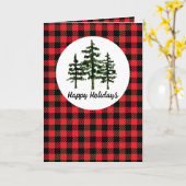 Carte de voeux Rouge Plaid Et Arbres À feuillage p (Fleur jaune)