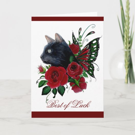 Carte de voeux rouge rose noir fée chic (Devant)