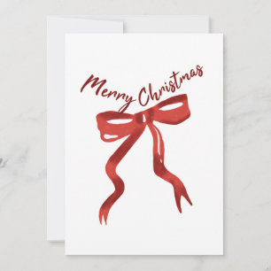 Carte de vœux rouge ruban de Noël
