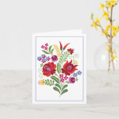 Carte de voeux rousse Hongroise (Fleur jaune)