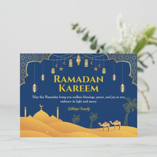 Carte de voeux Royal Blue Ramadan Moubarak (Debout devant)