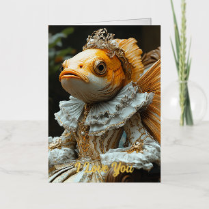 Carte de voeux Royal Fish Anniversaire Pliée Foil