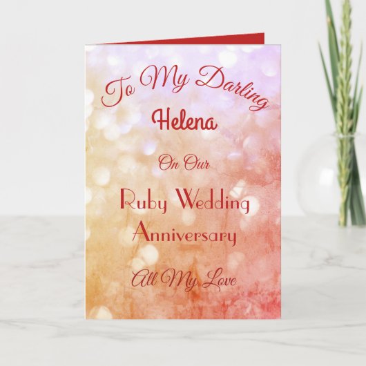 Carte de voeux Ruby Anniversary Femme. (Devant)