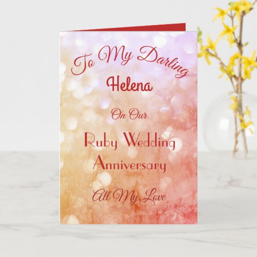 Carte de voeux Ruby Anniversary Femme. (Fleur jaune)