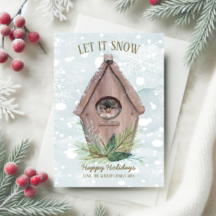 Carte de vœux rustique d'hiver avec oiseau - Laiss