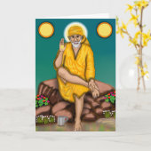 Carte de voeux Sai Baba (Fleur jaune)