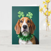 Carte de vœux Saint-Patrick Beagle Shamrock (Fleur jaune)
