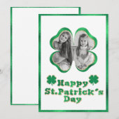Carte de vœux Saint-Patrick Pailletée Verte et Or  (Devant / Derrière)