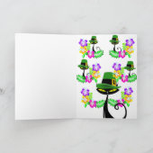 Carte de voeux Saint Patrick's Day Cat Floral (Intérieur)