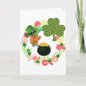 Carte de voeux Saint Patrick's Day Teddy BearFlora (Devant)