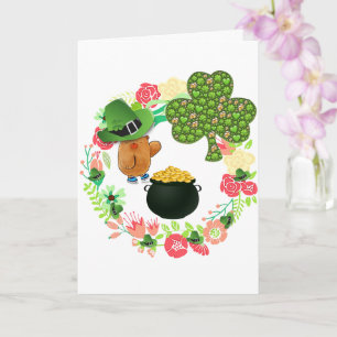 Carte de voeux Saint Patrick's Day Teddy BearFlora