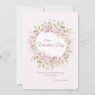 Carte de vœux Saint-Valentin Couronne de roses