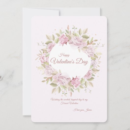 Carte de vœux Saint-Valentin Couronne de Roses (Devant)