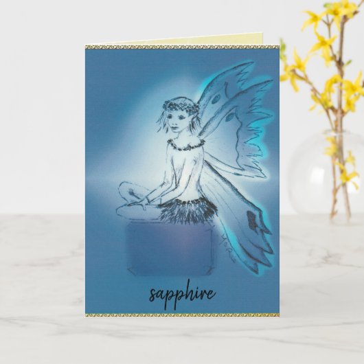 Carte de voeux Saphir/Septembre (Fleur jaune)
