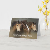 Carte de voeux sauvage de trio de chevaux (Fleur jaune)