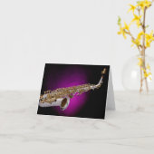 Carte de voeux saxophone (Fleur jaune)