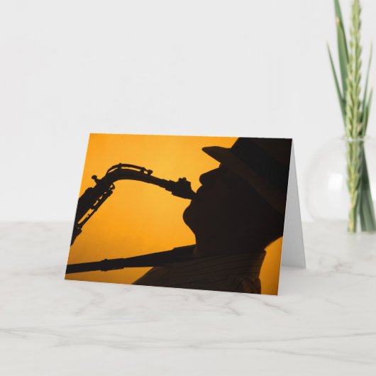 Carte de voeux Saxophone Shadow ou Silhouette (Devant)