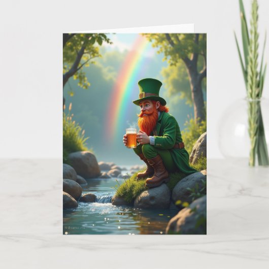 Carte de vœux scène Lucky Leprechaun (Devant)