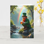 Carte de vœux scène Lucky Leprechaun (Fleur jaune)
