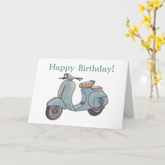 Carte de voeux Scooter (Fleur jaune)