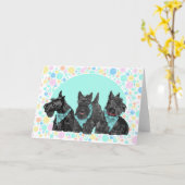 Carte de vœux Scottish Terrier (Fleur jaune)