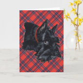 Carte de vœux Scottish Terrier (Fleur jaune)