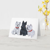 Carte de vœux Scottish Terrier (Fleur jaune)