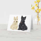 Carte de vœux Scottish Terrier (Fleur jaune)