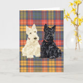 Carte de vœux Scottish Terrier (Fleur jaune)