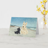 Carte de vœux Scottish Terrier (Fleur jaune)
