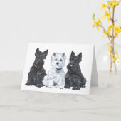 Carte de vœux Scottish Terrier (Fleur jaune)