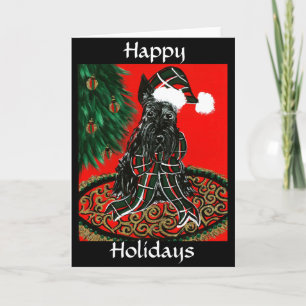 Carte de vœux Scottish Terrier, Joyeuses Fêtes