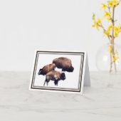 Carte de voeux se pliante - bison en hiver (Fleur jaune)