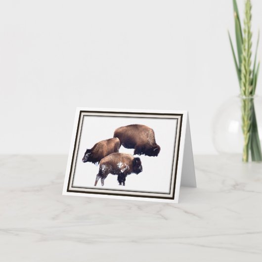 Carte de voeux se pliante - bison en hiver (Devant)
