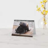 Carte de voeux Sea lion (Fleur jaune)