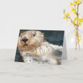 Carte de voeux Sea Otter (Fleur jaune)