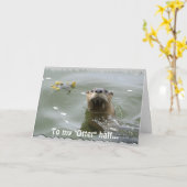 Carte de voeux Sea Otter (Fleur jaune)