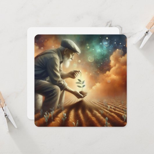 Carte de voeux "Semences de l'espoir" (Devant/Arrière en situation)