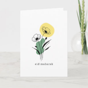 Carte de vœux sérénité au pavot floral   Eid etc.