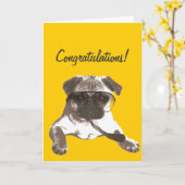 Carte de voeux sérieuse de félicitations de carlin (Fleur jaune)