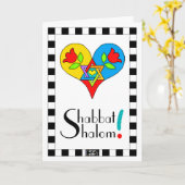 Carte de voeux Shabbat Shalom Magen David (Fleur jaune)