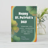 Carte de vœux shamrock de la Saint-Patrick Joyeuse (Debout devant)