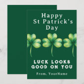 Carte de vœux Shamrock pour la Saint-Patrick (Devant / Derrière)