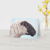 Carte de voeux Sheep II Black Face (Fleur jaune)